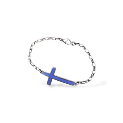 Pulsera con cruz de esmalte.