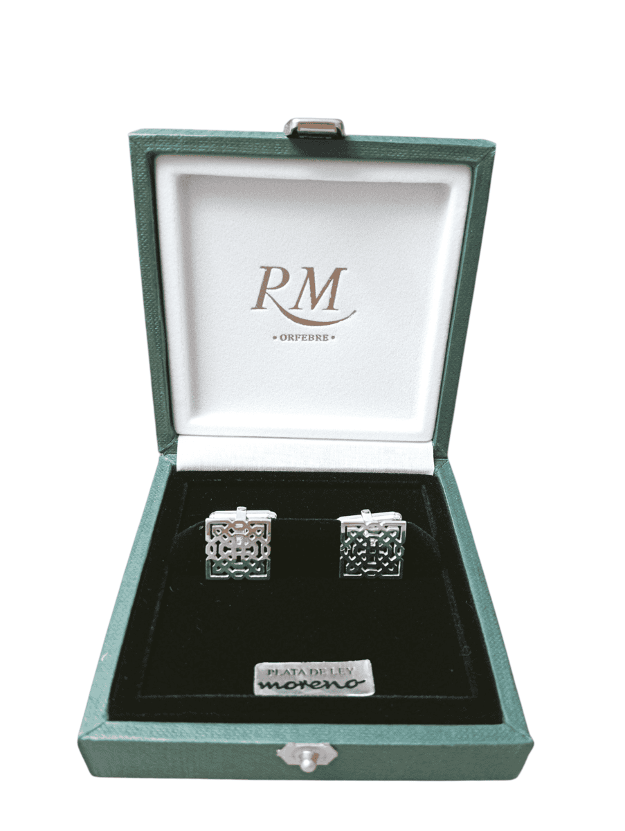 gemelos celosía en plata calados.