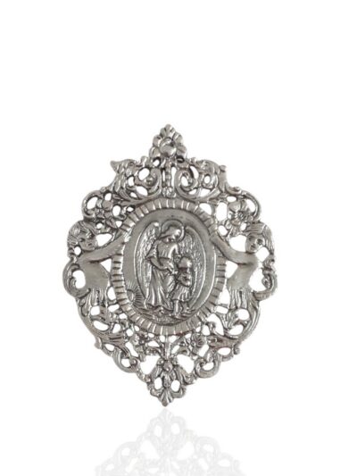 medalla de cuna ángel de la guarda grande. plata
